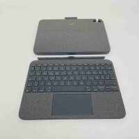 Logitech Combo Touch Case with detachable German QWERTZ keyboard, backlighting, large precision trackpad, Smart Connector, Gray — iPad 10th Gen/A16
