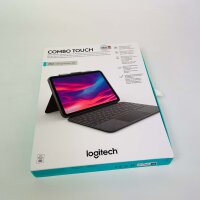 Logitech Combo Touch Case with detachable German QWERTZ keyboard, backlighting, large precision trackpad, Smart Connector, Gray — iPad 10th Gen/A16