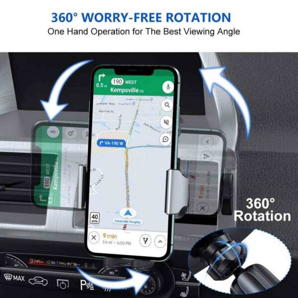 Miracase Smartphone Car Holder, Air Vent Clip, 360° Rotatable, Adjustable, Universal Fit, Non-Slip Clamp