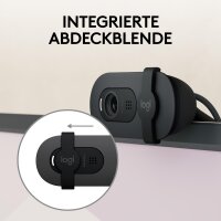 Logitech Brio 100 Webcam, Full HD, Auto Light Compensation, Microphone, Privacy Cover, USB-A, Compatible with Teams, Zoom, Google Meet, Graphite