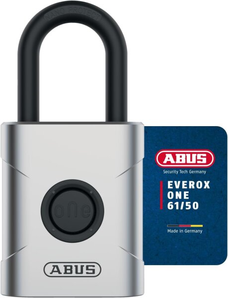 ABUS EVEROX One Smartes Vorhängeschloss, 50 mm, schlüsselloses Öffnen, wetterfest, automatische Verriegelung, ideal für Schuppen, Gartentor, Spind