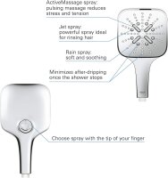 GROHE Rainshower 130 SmartActive Cube Handbrause, 3 Strahlarten, eckig, chrom, Modell 26582000