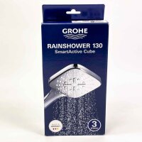 GROHE Rainshower 130 SmartActive Cube Handbrause, 3 Strahlarten, eckig, chrom, Modell 26582000