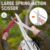 BiBURY BI2049 Multitool, faltbare Edelstahl-Zange, mit Schere & Schraubendreher, ideal für Camping, Outdoor, Geschenk für Männer