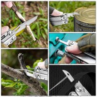 BiBURY BI2049 Multitool, faltbare Edelstahl-Zange, mit Schere & Schraubendreher, ideal für Camping, Outdoor, Geschenk für Männer