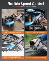 Luckea W18 Elektrischer Air Duster, 200000 RPM, 4-Stufen, Akku, Mini-Gebläse für PC, Tastatur, Auto, Haus, Silber