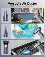 Luckea W18 Elektrischer Air Duster, 200000 RPM, 4-Stufen, Akku, Mini-Gebläse für PC, Tastatur, Auto, Haus, Silber