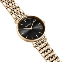 BURKER Ruby Petite Damenuhr, klassisch, rund, analog, 3 ATM wasserdicht, Lederarmband, 28 mm, Geschenkidee für Frauen