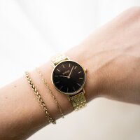 BURKER Ruby Petite Damenuhr, klassisch, rund, analog, 3 ATM wasserdicht, Lederarmband, 28 mm, Geschenkidee für Frauen