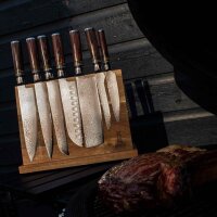 Shinrai Knives Micarta Jewels, 7-teiliges Damastmesser-Set, ergonomische Griffe, rostfrei, Profi-Küchenmesser