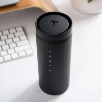 Tesla On the Road Thermobecher, 414 ml, matt schwarz, doppelwandig, auslaufsicher, isoliert, für heiße & kalte Getränke