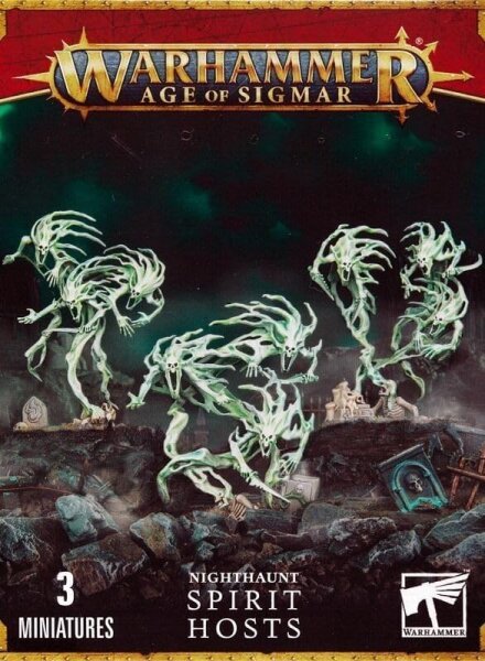 Games Workshop Warhammer Age of Sigmar Nighthaunt Spirit Hosts Set, 3 Geister-Miniaturen, 93-08, unbemalt, Kunststoff-Bausatz