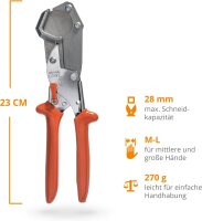 LÖWE 5.504 Professional Hose Shears, Triangular Blade, Industrial Shears, Precise Cut for Pipes, Hoses, Fuel Lines, Metal