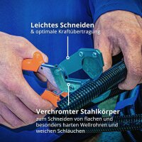 LÖWE 5.504 Professional Hose Shears, Triangular Blade, Industrial Shears, Precise Cut for Pipes, Hoses, Fuel Lines, Metal