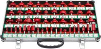 Holzmann OFS50 router bit set, 50-piece, 8mm shank, for wood, various router bit shapes