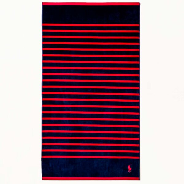 Polo Ralph Lauren beach towel 90×170 cm – striped design, dark blue/red