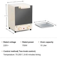 Silver Crest Mini Oven 15L, 750W, 60 Min Timer, 230V, Compact Appliance for Baking & Grilling