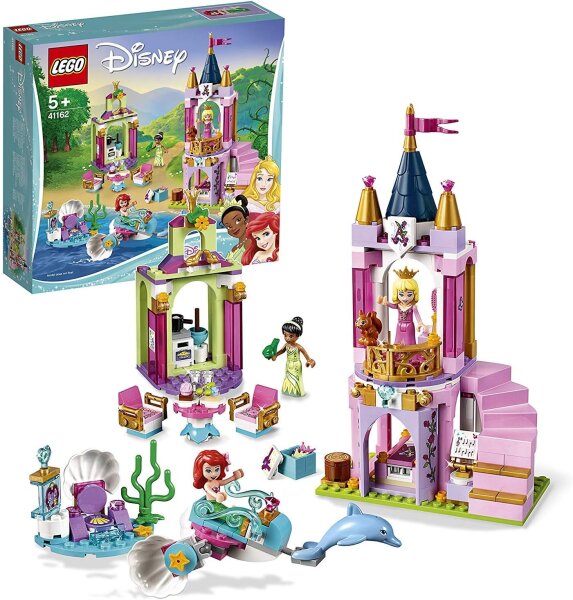 LEGO 6250996 / 41162 Disney Princess Royal Celebration Playset, Ariel, Aurora & Tiana, 3 Mini Dolls, Multicolor