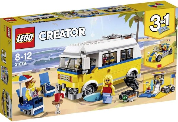 LEGO Creator 31079 Camper Surfer Van – Motorhome Building Toy, 3-in-1 Conversion Options, 379 Pieces