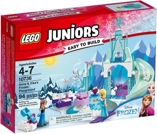 LEGO 10736 Juniors Building Set – Anna & Elsas Ice Playground, Disney Frozen Playset with Figures, Sled & Ice Slide, Easy Assembly for Children