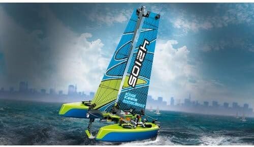 LEGO 42105 Technic Catamaran – Technic building kit, detailed catamaran model with movable rudders and technical functions