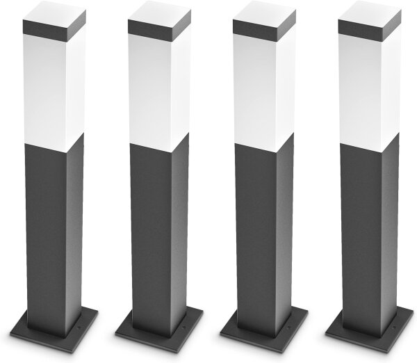 SSC-LUXon DRADO path light, set of 4, anthracite, E14 socket, IP44, outdoor bollard light with base