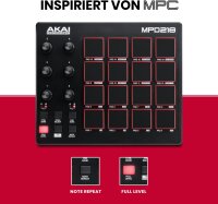 AKAI Professional MPD218 USB/MIDI Pad-Controller, 16 anschlagdynamische Pads, kompakt, ohne OVP