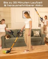 V15 Cordless Vacuum Cleaner, 35 kPa, Removable Battery, 35 Min Runtime, 6-in-1, Ideal for Pet Hair, Hard Floors & Carpets