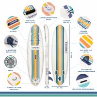 HUIIKE SUP Board, Stand Up Paddle, aufblasbar, Komplettset mit Paddel & Pumpe, rutschfestes Deck, Tragetasche, für Anfänger & Fortgeschrittene