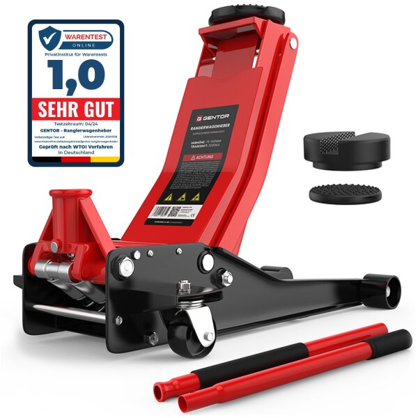 GENTOR 3T hydraulic trolley jack, 75-505mm lifting height, car jack, model with scratches