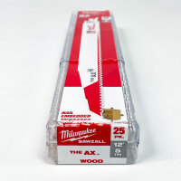 Milwaukee THE AX 300mm reciprocating saw blades, 5 TPI, 25 pieces, for dismantling, robust bi-metal design