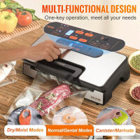 VEVOR Vakuumiergerät, 130W, Doppelpumpe, 90kPa, Lebensmittelversiegelung, Trocken/Feucht, Schneidwerk, Beutel & Schlauch