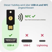 Yubico NFC USB security key, USB-A 4-pin, impact resistant, IP68, two-factor authentication