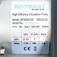 Antares ANPM25-120-180 Umwälzpumpe, 240V, 50/60Hz, IP42, TF110, Modell P.076.12, energieeffizient