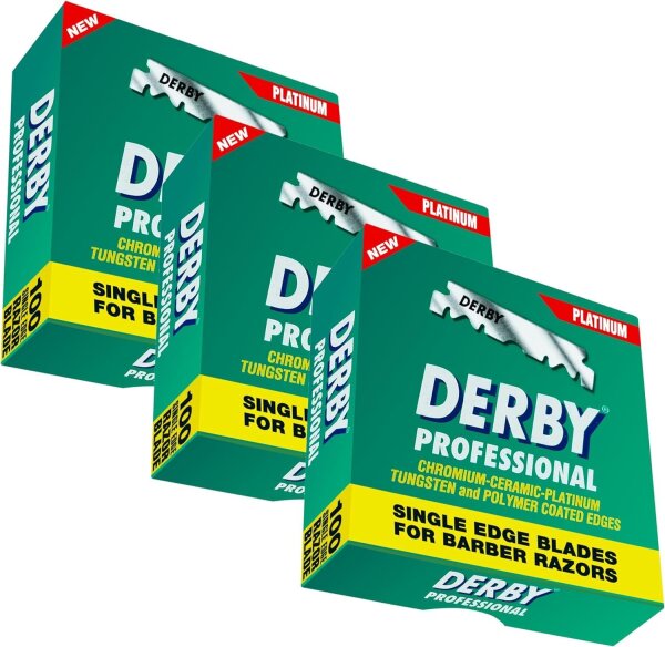 Derby Professional Razor Blades, 3-pack, 300 pieces, disposable blades for straight razors, rustproof, precise cut