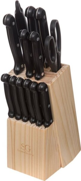 five simply smart knife block 151170, 11-piece, with scissor sharpener, stainless steel knives, non-slip block, kitchen knife set