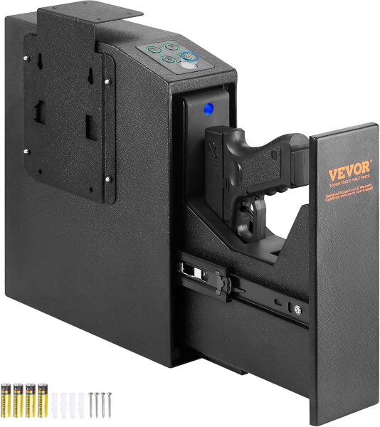 VEVOR AL300 pistol safe, wall-mounted, fingerprint/key/code, 1 pistol, steel, 320x255x95mm