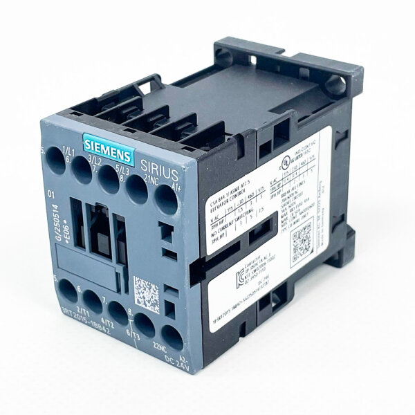 Siemens SIRIUS 3RT2015-1BB42 Schütz, 7A, 400V, 3kW, 3-polig, Hilfskontakt, Schraubanschluss