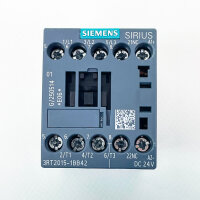 Siemens SIRIUS 3RT2015-1BB42 Schütz, 7A, 400V, 3kW, 3-polig, Hilfskontakt, Schraubanschluss
