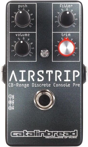 Catalinbread Airstrip effects pedal, CB range, discrete console preamp, high-frequency filter, trim control, black