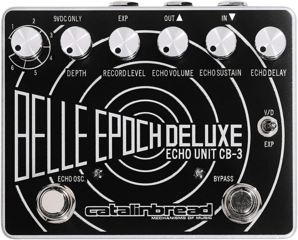 Catalinbread Belle Epoch Deluxe, Effektpedal, Vintage Tape Echo, vielseitige Delay-Optionen, schwarz-silber