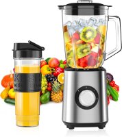 PB107 Standmixer & Smoothie Maker, 700W, 1,5L Glasbehälter, 570ml To-Go-Becher, 2 Stufen, Impulsfunktion, für Shakes & Saucen