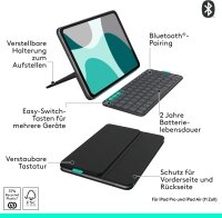Logitech 920-013385 Flip Folio Tastatur-Hülle, QWERTY Italienisch, für iPad Pro/Air 13", Schwarz/Grau