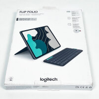 Logitech 920-013385 Flip Folio Tastatur-Hülle, QWERTY Italienisch, für iPad Pro/Air 13", Schwarz/Grau