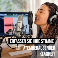 RØDE NT1-A condenser microphone, cardioid polar pattern, including shock mount, pop filter, XLR cable, ideal for vocals, studio, podcasting