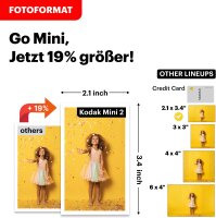 KODAK P210 Mini 2 Retro Fotodrucker, Bluetooth, 54x86mm, 4Pass, laminiert, 38 Blatt, kompatibel mit iOS & Android, Weiß