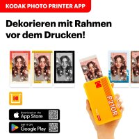 KODAK P210 Mini 2 Retro Fotodrucker, Bluetooth, 54x86mm, 4Pass, laminiert, 38 Blatt, kompatibel mit iOS & Android, Weiß