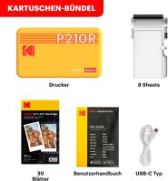 KODAK P210 Mini 2 Retro Fotodrucker, Bluetooth, 54x86mm, 4Pass, laminiert, 38 Blatt, kompatibel mit iOS & Android, Weiß