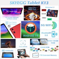 Skyegg 10 Zoll Tablet, Android 14, 128GB erweiterbar,...