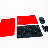 Skyegg 10 Zoll Tablet, Android 14, 128GB erweiterbar, Octa-Core, 6000mAh, GPS, Bluetooth, inkl. Tastatur & Maus, Rot